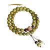 Pulsera de Sándalo Verde para Mujer Pulsera Literaria de Madera para Jugar Sándalo Verde Natural Cuentas de Buda Placa de Pulsera para Tocar Pulsera de Danza del León de Sándalo para Mujer