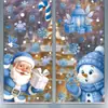 Navidad Dibujos Animados Muñeco de Nieve Azul Reno Lindo Decoración de Ventana Navideña Decoración de Vidrio para Fiesta Pegatina Estática