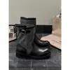 Botas Martin Vintage para Mulheres, Botas de Cano Médio, Novo Estilo Verão e Outono 2026, Botas com Salto Bloco, Salto Grosso, Botas de Equitação com Solado Grosso, Estilo Europeu
