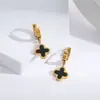 Pendientes de Acero de Titanio con Diseño de Trébol de Cuatro Hojas, Clásico Popular Transfronterizo, Diseño de Nicho Simple, Moderno y Versátil, Precio de Fábrica de Gama Alta