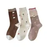 Calcetines de otoño estilo coreano para mujer, calcetines nuevos de dibujos animados de cordero, bloques de color, de media pantorrilla, algodón, lindos, estilo preppy, sin costuras y con diseño de volantes