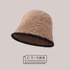 Sombrero de Pescador de Felpa Tejida Negro para Mujer Otoño e Invierno 2022 Nuevo Sombrero Cubo para Cabeza Grande Estilo Japonés Sombrero Pequeño que Muestra la Cara
