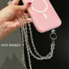 Alça de celular crossbody com corrente longa e contas cúbicas prateadas coloridas, corrente de bolsa de nicho de alta qualidade, anti-perda, inserto universal moderno