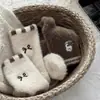 Calcetines de otoño e invierno para mujer, forrados de felpa y engrosados para calidez en casa, calcetines de terciopelo de visón con jacquard de dibujos animados, elásticos y fáciles de combinar, calcetines superpuestos