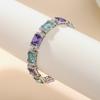 Pulsera de cobre estilo ins de comercio exterior europeo y americano chapada en oro blanco con incrustaciones de gema artificial, piedra semipreciosa, circón, gema azul púrpura