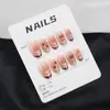 Arte de Uñas Uñas Portátiles Rosa Nude Ojo de Gato Lazo Rojo Parches de Uñas Portátiles Hechos a Mano Estilo Deseo Puro Uñas Postizas Pre-Hechas