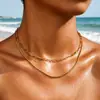 Collar Doble Apilable con Baño de Oro de 18 Quilates en Acero de Titanio, Moda Transfronteriza Europea y Americana, Cadena de Cuello Lavable, Cadena para Clavícula que No se Desvanece para Mujer