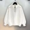 Moletom Cor Sólida Gola Média Masculino Outono e Inverno Moda Versátil Design com Zíper Manga Longa Top Estilo Ins Hong Kong Solto