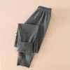 Pantalones de Algodón Puro de Otoño para Niños Niñas Color Sólido Pantalones Térmicos de Algodón Niños Medianos y Mayores Pantalones de Capa Base Rayados Clase A Pijama para Casa