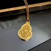 Loja de Ouro Mesmo Estilo Ouro Areia Entrada Chinesa Luxo Diamante Filamentar Incrustado Cabacinha Foyou Pingente Ping An Corda Ondulada Corrente de Lã Joias Femininas