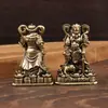 Latão Puro Deus da Riqueza Zhao Gongming Ornamento Vintage Decoração de Casa Decoração de Mesa Animal de Estimação de Chá Peça de Artesanato para Decoração