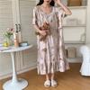 Bata Larga de Mujer Verano Algodón Seda Pijama Estilo Vacaciones de Gama Alta Vestido Largo Dulce Estilo Étnico Vestido Largo Algodón Artificial