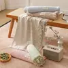 Manta Refrescante de Linho Tencel Classe A de Verão com Borlas, Manta de Sofá, Manta Fina de Toalha para Sesta com Ar Condicionado de Verão