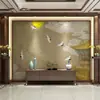 Arquitectura Estilo Chino Fondo de Pantalla Mural de la Ciudad Prohibida Grulla Voladora Nube Auspiciosa Papel Tapiz Decoración de Hotel Revestimiento de Pared Mural Textura de Seda