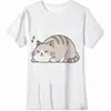 Exportación de Comercio Exterior Europeo y Americano Transfronterizo Impresión 3D Transferencia de Calor Dibujos Animados Gatito Lindo Ropa Infantil Casual Camiseta de Manga Corta de Algodón Puro