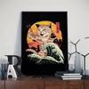 Gato Samurái Japonés ramen decoración de arte nostálgico para el hogar pintura de dibujos animados de alta calidad póster de animal pintura sobre lienzo