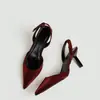 Comercio Exterior Transfronterizos Tacones Altos Mujer Punta Fina Europeos y Americanos Color Sólido Punta Cerrada Correa Trasera Tacón Delgado Sandalias Estilo Francés Temperamento Zapatos de Salón