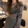 Roupa de Proteção Solar de Manga Longa Fina com Cinco Listras de Caranguejo, Seda Falsa, para Mulheres, Roupa de Cima Transparente de Verão, Tops para Estudantes, Camisetas, Atacado de Roupas Femininas