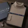 Suéter de cachemira para hombre con cuello alto, 100% cachemira pura de cabra, nuevo jersey de punto cálido casual para otoño e invierno