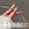 Gafas Graduadas Sin Montura para Mujer, Estilo Minimalista, Aspecto Natural, Bloqueo de Luz Azul, Armazón de Titanio Puro Ultraligero, Lente Único, Outlet de Fábrica