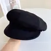 Chapéu Octogonal de Lã Pura Estilo Zg Japonês para Mulheres Outono e Inverno Chapéu de Aba Quente Estilo Retrô Chapéu de Jovem de Jornal Chapéu de Equitação Britânico