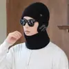 Gorro de Punto Cálido para Otoño Invierno de Hombre Protector de Cuello Engrosado con Felpa para Ciclismo Gorro con Protección para las Orejas Bufanda de Protección para las Orejas Set de Dos Piezas Casual