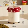 Cubo de basura de lunares Sala de estar Dormitorio Cocina Hogar Gama alta Gran capacidad con ruedas Móvil Alta apariencia Cilindro