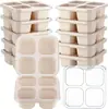 Caja de snacks de paja de trigo de cuatro compartimentos transfronteriza caja sellada independiente caja para dulces pastel fruta caja para mantener la frescura vajilla para niños