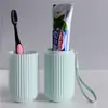 Copo de Lavar para Viagem, Copo de Escova de Dentes, Porta-Escova de Dentes Listrado, Copo de Enxaguante Bucal, Caixa de Armazenamento para Escova de Dentes e Pasta de Dentes, Conjunto de Kit Odontológico