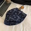 Sombrero de Pescador de Mezclilla con Estrellas Volantes para Mujer Azul Diseño de Nicho Sentido de la Moda Sombrero Cubeta Cara Grande Pequeña Sombrero de Cubeta Moderno