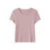 Camiseta Tencel Lenzing Modal Gola Redonda Feminina, Top de Verão 2026 Slim Fit, Seda de Gelo Fresca, Ombro Normal, Manga Curta
