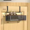 Colgador detrás de la puerta, artefacto para abrigos y sombreros de entrada, estante de almacenamiento montado en la pared, sin perforaciones, tendedero colgante lateral para puerta de dormitorio