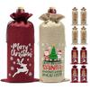 Lino navideño bolsa de bolsillo para vino tinto bolsa de lino con cordón para vino espumoso traje de regalo bolsa al por mayor transfronterizo nuevo