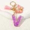 Moda Roxo Carta Chaveiro Amor Lantejoulas Borboleta Borla Cristal Cola Pingente Acessórios Senhoras Chave