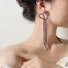 Pendientes de Borla de Diamantes Elegantes de Lujo Amor Moda Pendientes Largos Europeos y Americanos Pendientes S925 Simples de Corazón de Durazno