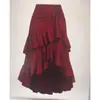 2025 Nuevo Estilo de Verano Elegante Cintura Alta Empalme Aspecto Adelgazante Dobladillo Fruncido Falda de Color Puro 6 Colores en Stock