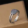 Anillo Abierto Doble Felicidad de Plata S925 al por Mayor para Mujer, Moderno y Único, Estilo Vintage, Nuevo Estilo Chino, Anillo Doble Felicidad