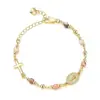 Joias Transfronteiriças Europeias e Americanas Novo Estilo Corrente de Ouro Pingente de Cauda em Forma de Coração 6mm Pontos Rosa Cravejado com Strass Retrato Pingente Cruz Pulseira