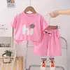 Conjunto Curto de Alfabeto para Crianças 2025 Novo Verão Urso Tridimensional Estilo Coreano Conjunto de Verão Duas Peças para Meninos e Meninas