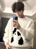 Suéter Pulôver de Cachorrinho Cartoon Direto da Fábrica Masculino de Inverno Mohair Gola Redonda Tricô Preguiçoso Casual Estilo Americano