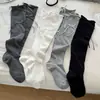 Calcetines de pantorrilla estilo ballet para mujer, calcetines largos grises con lazo, calcetines apilables, calcetines simples de media pierna estilo Miu, algodón puro