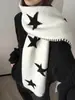 Bufanda de Punto con Diseño de Estrella de Nicho para Mujer Cálida de Invierno Estilo Coreano Versátil Bufanda para Estudiantes Parejas Envío Directo