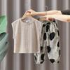 5717 Conjunto de Verão para Meninos 2026 Novo Estilo Colete Infantil sem Mangas Vazado Calça Anti-Mosquito de Verão para Meninos Conjunto de Duas Peças