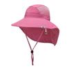 Sombrero de pescador para niños, para exteriores, de secado rápido, tipo chal, de ala ancha, deportivo, protector solar, con letras luminosas, ajustable, resistente al viento y con cuerda.