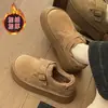 Mocassins Peludos de Solado Grosso Sapatos de Algodão de Inverno Femininos 2026 Novo Estilo Mocassins de Calçar Rasteirinhas Birkenstock Botas de Neve Femininas