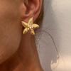 Joyería Transfronteriza Europea y Americana Estilo Oceánico Fiesta Pendientes de Botón de Estrella Exagerados Personalidad Vacaciones Playa Pendientes Metálicos de Estrella de Mar