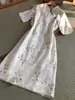 2026 Novo Vestido de Verão de Algodão e Linho para Mulheres de Comércio Exterior, Novo Qipao Estilo Chinês Aprimorado para Jovens Mulheres