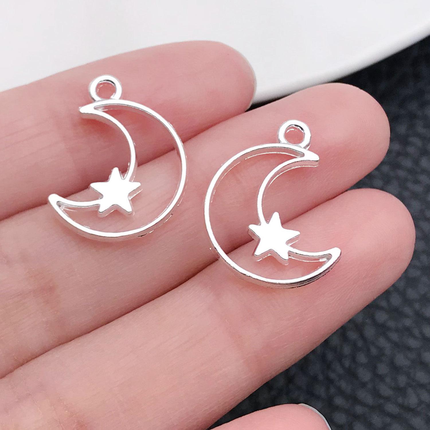 20844-M-亮银锌合金滴胶月亮边框15x20-0.7g.