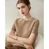 Cachemira: Camisa de punto de cachemir puro de lujo con mangas cortas, suave y delicada para la piel, camisa de punto no irritante