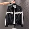 Jaqueta patchwork nova e moderna de primavera com gola alta para homens, estilosa e simples, com cores contrastantes, top casual versátil